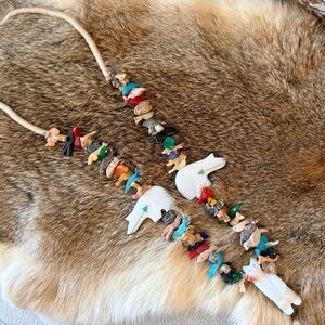 Native American Zuni Hand Carved Fetish Necklace